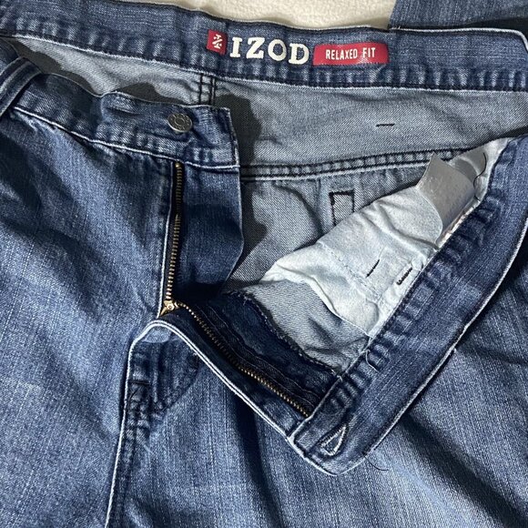Izod Mens Relaxed Fit Blue Jeans 44x30 Cotton Blend Denim Casual Pants - Picture 7 of 13